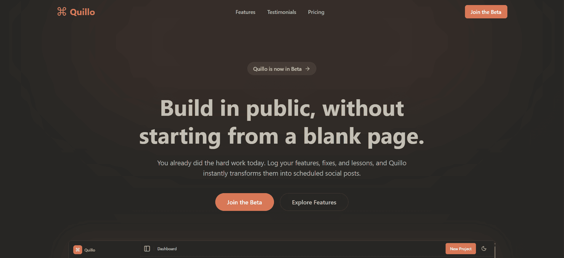 Screenshot of Quillo - Content Creation for Builders project